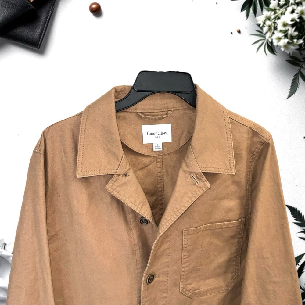 Good Fellow & Co Rust Cinnamon Brown Woven Button Chore Shirt Men Size Small - Picture 2 of 6